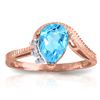 Genuine 1.52 ctw Blue Topaz & Diamond Ring Jewelry 14KT Rose Gold - REF-51Y4F