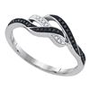 0.10 CTW Black Color Diamond Woven Ring 10KT White Gold - REF-16X4Y