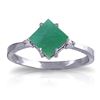 Genuine 1.46 ctw Emerald & Diamond Ring Jewelry 14KT White Gold - REF-39M9T