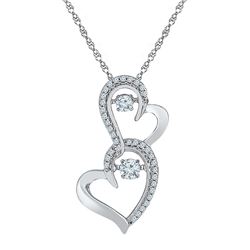 0.25 CTW Diamond Solitaire Double Heart Pendant 10KT White Gold - REF-30K2W