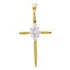 Image 1 : 0.05 CTW Diamond Cluster Cross Pendant 10KT Yellow Gold - REF-7H4M