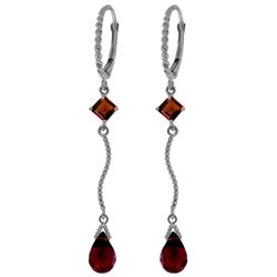 Genuine 3.5 ctw Garnet Earrings Jewelry 14KT White Gold - REF-33Y8F