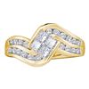 Image 1 : 1 CTW Princess Diamond Cluster Ring 14KT Yellow Gold - REF-82K4W