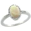 Image 1 : Natural 0.73 ctw Opal & Diamond Engagement Ring 14K White Gold - REF-22G9M