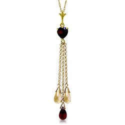 Genuine 4.75 ctw Garnet & Citrine Necklace Jewelry 14KT Yellow Gold - REF-37H4X