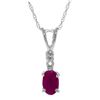 Genuine 0.46 ctw Ruby & Diamond Necklace Jewelry 14KT White Gold - REF-22K7V