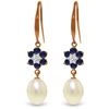 Genuine 9.01 ctw Sapphire, Pearl & Diamond Earrings Jewelry 14KT Rose Gold - REF-46M7T