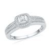 0.25 CTW Diamond Solitaire Double Row Milgrain Bridal Ring 10KT White Gold - REF-30M2H