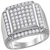 Image 1 : 2 CTW Mens Diamond Square Framed Cluster Ring 10KT White Gold - REF-149X9Y