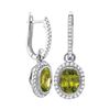 Image 1 : 3 CTW Natural Peridot Diamond Oval Dangle Earrings 14KT White Gold - REF-98N8F