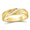 Image 1 : 0.15 CTW Mens Diamond Channel-set Anniversary Ring 10KT Yellow Gold - REF-41N9F