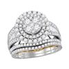 Image 1 : 2.64 CTW Diamond Cluster Bridal Engagement Ring 10KT Two-tone Gold - REF-224X9Y