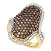 Image 1 : 1.73 CTW Brown Color Diamond Wide Cocktail Ring 10KT Yellow Gold - REF-71X9Y