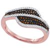 Image 1 : 0.33 CTW Red Color Diamond Bypass Ring 10KT Rose Gold - REF-37Y5X