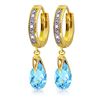 Genuine 2.53 ctw Blue Topaz & Diamond Earrings Jewelry 14KT Yellow Gold - REF-58T2A