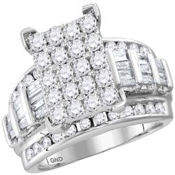 1.96 CTW Diamond Cluster Bridal Engagement Ring 10KT White Gold - REF-136M4H