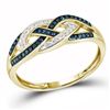 Image 1 : 0.15 CTW Blue Color Diamond Crossover Ring 10KT Yellow Gold - REF-20H9M