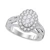 1.02 CTW Diamond Oval Halo Cluster Bridal Engagement Ring 10KT White Gold - REF-119M9H