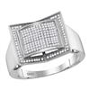 0.36 CTW Mens Diamond Square Domed Cluster Ring 10KT White Gold - REF-44F9N