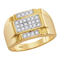 0.49 CTW Mens Diamond Square Cluster Ring 10KT Yellow Gold - REF-52N4F