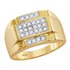 Image 1 : 0.49 CTW Mens Diamond Square Cluster Ring 10KT Yellow Gold - REF-52N4F