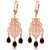 Genuine 3.75 ctw Garnet Earrings Jewelry 14KT Rose Gold - REF-58F3Z