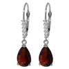 Genuine 3.15 ctw Garnet & Diamond Earrings Jewelry 14KT White Gold - REF-44X3M