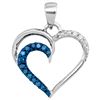 0.10 CTW Blue Color Diamond Heart Outline Pendant 10KT White Gold - REF-8N9F
