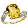 Image 1 : Natural 6.45 ctw citrine & Diamond Engagement Ring 14K Yellow Gold - REF-54V3F