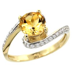 Natural 0.99 ctw citrine & Diamond Engagement Ring 14K Yellow Gold - REF-52Z2Y