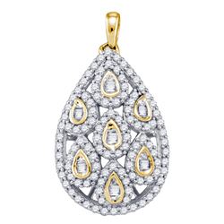 0.94 CTW Diamond Teardrop Pendant 10KT Yellow Gold - REF-67N4F