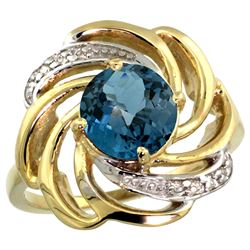 Natural 2.25 ctw london-blue-topaz & Diamond Engagement Ring 14K Yellow Gold - REF-58R4Z