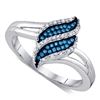 Image 1 : 0.10 CTW Blue Color Diamond Cluster Ring 10KT White Gold - REF-22H4M