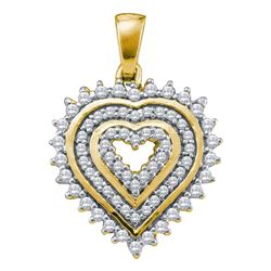 0.35 CTW Diamond Heart Pendant 10KT Yellow Gold - REF-26M9H