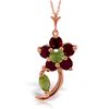 Image 1 : Genuine 0.87 ctw Peridot & Ruby Necklace Jewelry 14KT Rose Gold - REF-26Y9F