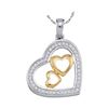 Image 1 : 0.15 CTW Diamond Triple Nested Heart Pendant 10KT Two-tone Gold - REF-19M4H