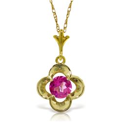 Genuine 0.55 ctw Pink Topaz Necklace Jewelry 14KT Yellow Gold - REF-23Y8F