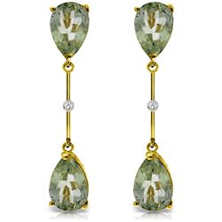 Genuine 6.01 ctw Green Amethyst & Diamond Earrings Jewelry 14KT Yellow Gold - REF-42T4A