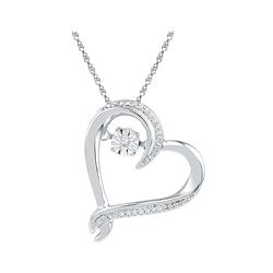 0.05 CTW Moving Twinkle Diamond Heart Pendant 10KT White Gold - REF-19X4Y