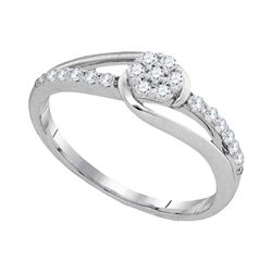 0.25 CTW Diamond Flower Slender Ring 10KT White Gold - REF-22X4Y