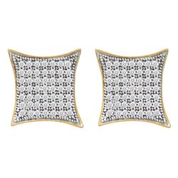 0.33 CTW Pave-set Diamond Square Kite Cluster Earrings 10KT Yellow Gold - REF-24X2Y