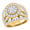 Image 1 : 2.99 CTW Princess Diamond Flower Cluster Bridal Ring 14KT Yellow Gold - REF-269W9K