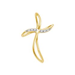 0.02 CTW Diamond Cross Pendant 10KT Yellow Gold - REF-8M9H