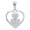 Image 1 : 0.15 CTW Diamond Nested Heart Cluster Pendant 10KT White Gold - REF-12X2Y