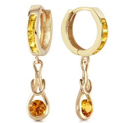 Genuine 2 ctw Citrine Earrings Jewelry 14KT Yellow Gold - REF-74Y4F