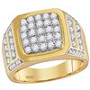 Image 1 : 2 CTW Mens Diamond Square Cluster Ring 14KT Yellow Gold - REF-172M4H