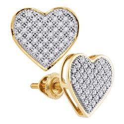 0.25 CTW Diamond Heart Screwback Earrings 10KT Yellow Gold - REF-20F3N