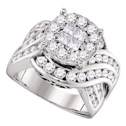 2.51 CTW Princess Diamond Soleil Cluster Bridal Engagement Ring 14KT White Gold - REF-285X2Y