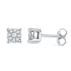 0.10 CTW Diamond Cluster Earrings 10KT White Gold - REF-14M9H