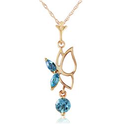 Genuine 0.40 ctw Blue Topaz Necklace Jewelry 14KT Yellow Gold - REF-22X2M